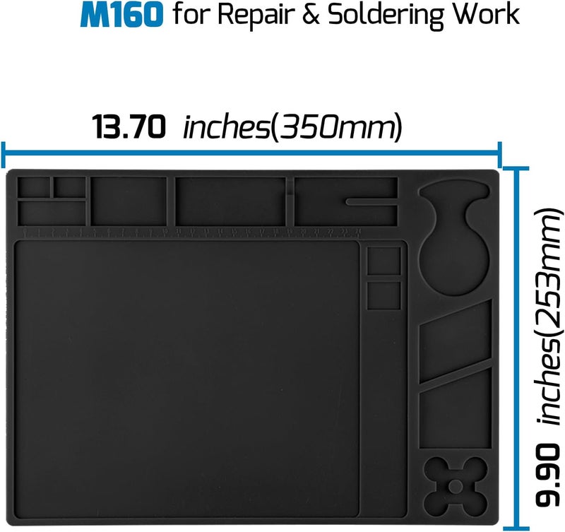 WeP M160 Silicone Soldering Mat 13.7x9.9 inches Heat-resistant with 5 Function Zones, Soldering Mat for, electronics repair, DIY Projects - Image 3
